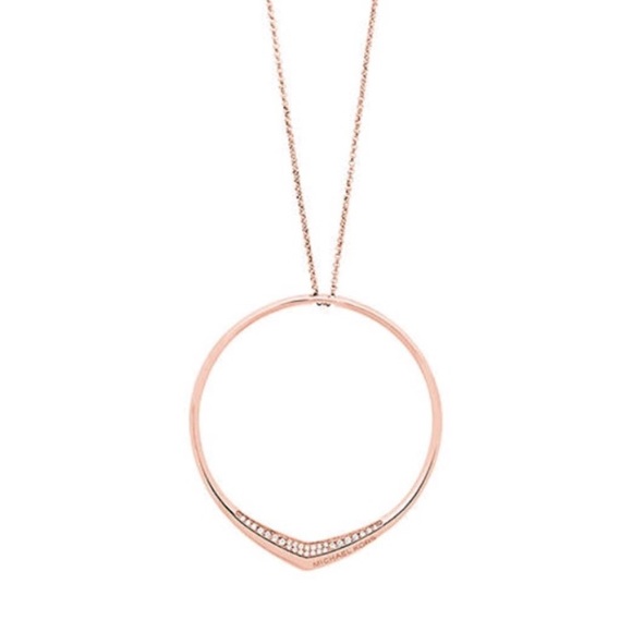 Michael Kors Jewelry - New authentic MK rosegold tone Pave circle pendant